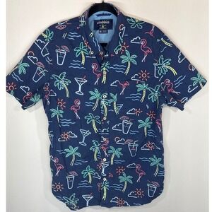 Chubbies Men's Medium Tropical Neon‎ Print Short Sleeve Button Up Shirt